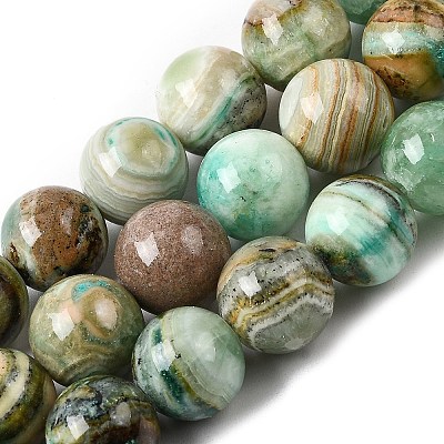 Natural Green Line Jasper  Beads Strands G-L639-A01-6mm-1