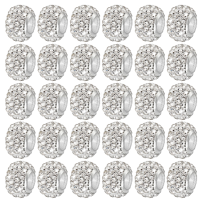 100Pcs Polymer Clay Rhinestone European Beads RB-PH0001-54A-1