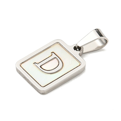 304 Stainless Steel Pave Natural White Shell Pendants STAS-S130-03P-D-1