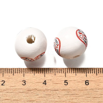 Valentine's Day Element Printed Wood Beads WOOD-R002-01-06-1