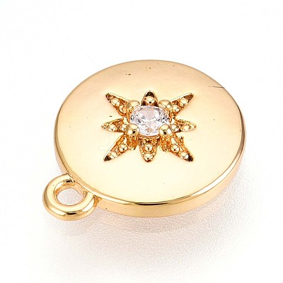 Brass Micro Pave Clear Cubic Zirconia Pendants KK-T075-01G-1