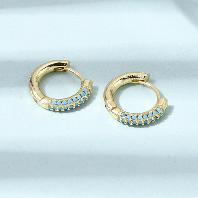Brass Micro Pave Cubic Zirconia Hoop Earrings EJEW-K324-06G-1