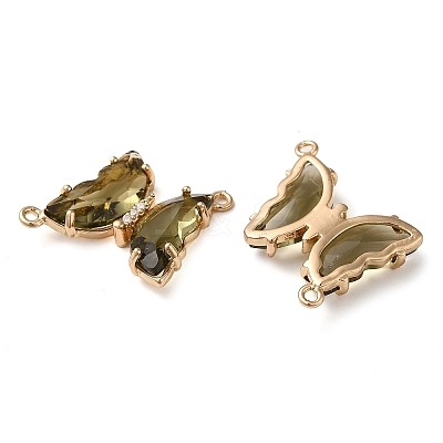 Brass Pave Faceted Glass Connector Charms X-FIND-Z020-04S-1