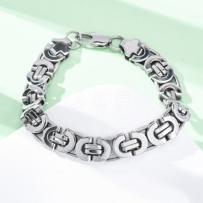 304 Stainless Steel Byzantine Chain Bracelets for Women Men BJEW-R018-22P-02-1