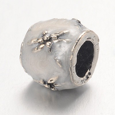 Barrel Large Hole Alloy Enamel European Beads MPDL-L013-10F-1