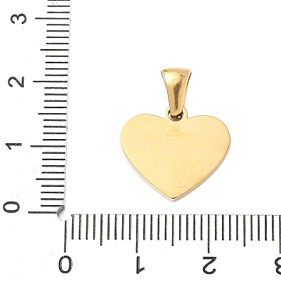 304 Stainless Steel Pave Natural White Shell Heart with Initial Slice Pendants STAS-R168-25G-D-1