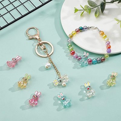 72Pcs 6 Colors Transparent Acrylic Beads MACR-FH0001-10-1