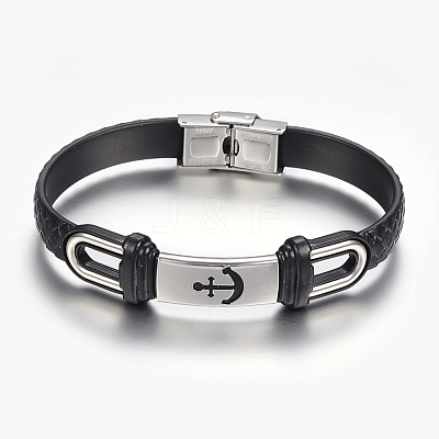 PU Leather Braided Cord Bracelets BJEW-E324-C07-1