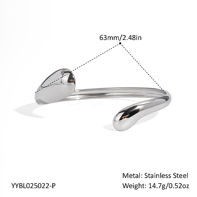 304 Stainless Steel Open Cuff Bangles for Women OV2068-2-1