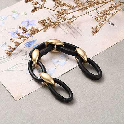 Handmade Opaque Spray Painted Acrylic Cable Chains AJEW-JB00804-1