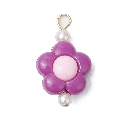 Two Tone Opaque Acrylic Beads with 304 Stainless Steel Flat Head Pins Pendants PALLOY-JF03483-01-1