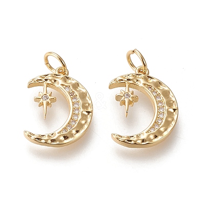 Brass Micro Pave Cubic Zirconia Pendants X-KK-M209-01G-1