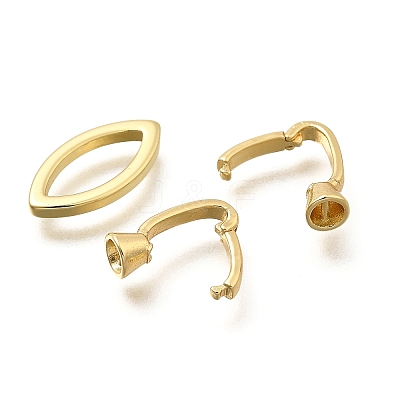 Horse Eye Rack Plating Brass Fold Over Clasps KK-S508-23G-1