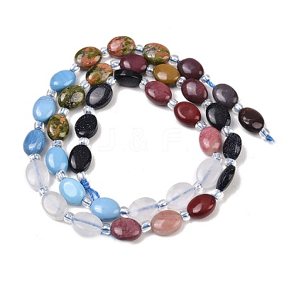 Natural Quartz Crystal & Rhodonite & Unakite & Mookaite & Synthetic Blue Goldstone & Synthetic Agate Beads Strands G-Z135-A11-1