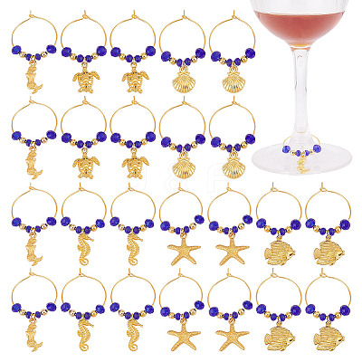 24Pcs 6 Styles Alloy Wine Glass Charms AJEW-GO00014-1
