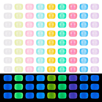 450Pcs 9 Colors Transparent & Luminous Plastic Beads KY-TA0001-35-1