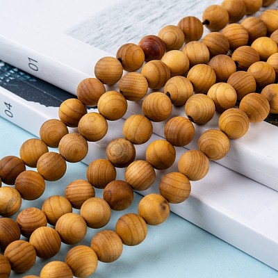 Natural Wood Beads Strand WOOD-F006-01-8mm-1