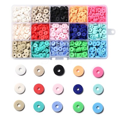 150G 15 Colors Handmade Polymer Clay Beads CLAY-JP0001-12-8mm-1