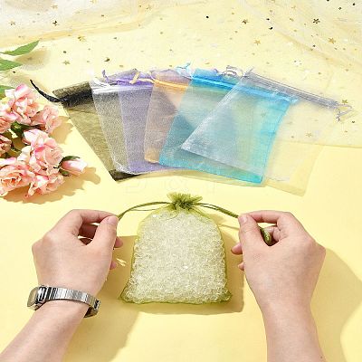 50Pcs Organza Bags Jewellery Storage Pouches Wedding Favour Party Mesh Drawstring Gift OP-FS0001-05G-1