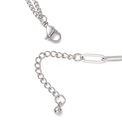 Modern Style 304 Stainless Steel Paperclip & Twisted Mixed Chain Necklaces NJEW-JN05853-1