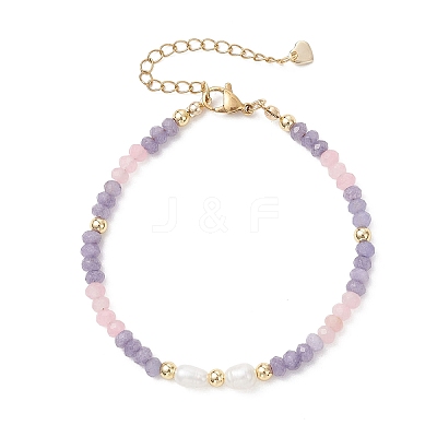 Dyed Natural Malaysia Jade & Natural Cultured Freshwater Pearl Beaded Bracelets for Women BJEW-JB13154-1
