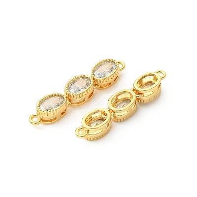 SHEGRACE Brass Pave Clear Cubic Zirconia Triple Oval Links Connector Charms XGRQ3P620-644G-1