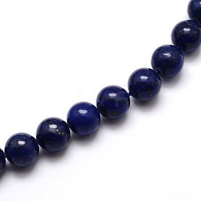 Dyed Natural Lapis Lazuli Round Beads Strands G-O047-06-10mm-1