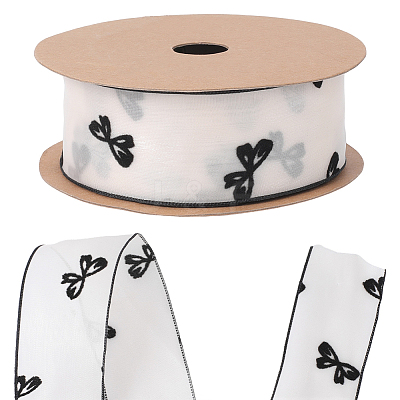 1Roll Printed Polyester Chiffon Ribbons OCOR-CY0002-35A-1