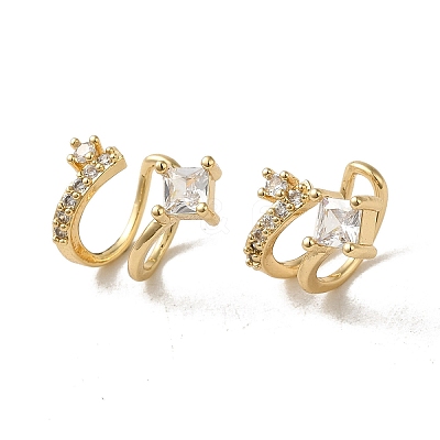 Brass Micro Pave Cubic Zirconia Cuff Earring EJEW-L271-09KCG-01-1