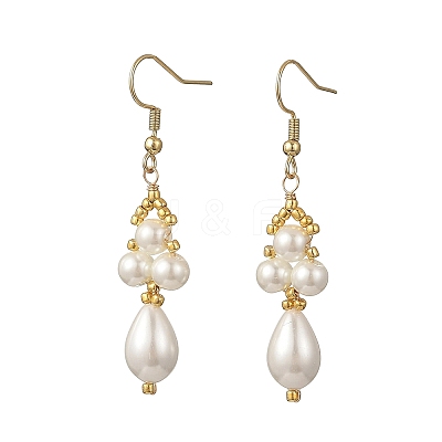 Glass Beaded Dangle Earrings EJEW-MZ00748-1