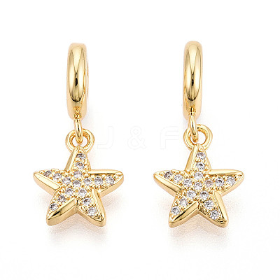 Brass Micro Pave Cubic Zirconia European Dangle Charms KK-N271-20G-1