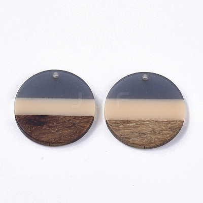 Two Tone Transparent Resin & Walnut Wood Pendants RESI-S358-78-A01-1
