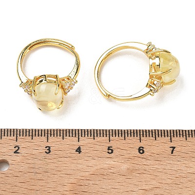 Brass Micro Pave Cubic Zirconia with Natural & Synthetic Gemstone Cuff Open Rings RJEW-T035-01G-M-1