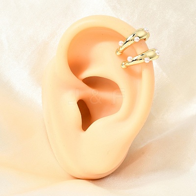 Brass ABS Plastic Pearl Cuff Earrings for Women PL-CBA43D6-01G-1
