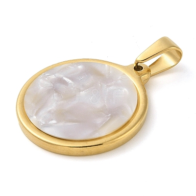 Resin Imitation White Shell Pendants STAS-R229-10F-G-1