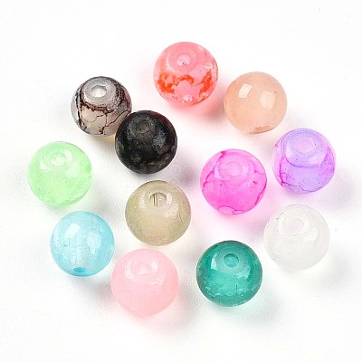 Baking Paint Imitation Jade Glass Beads DGLA-S115-6mm-MY-1