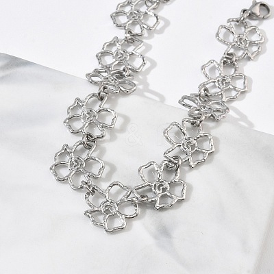 Hollow Hammered 304 Stainless Steel Link Chain Bracelets for Women BJEW-F539-01C-P-1