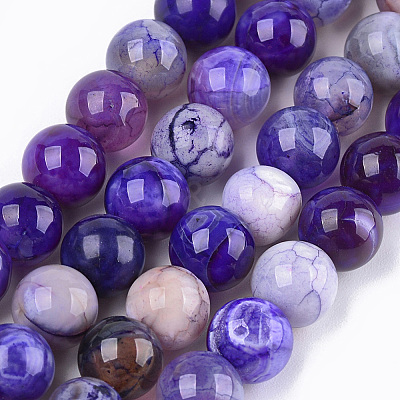 Dyed Natural Agate Beads Strands G-T109-8mm-08-1