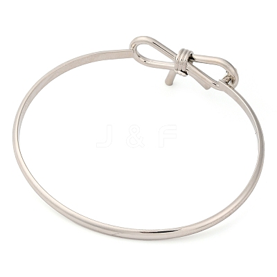 Bowknot Brass Plain Bangles for Women BJEW-F477-06P-1