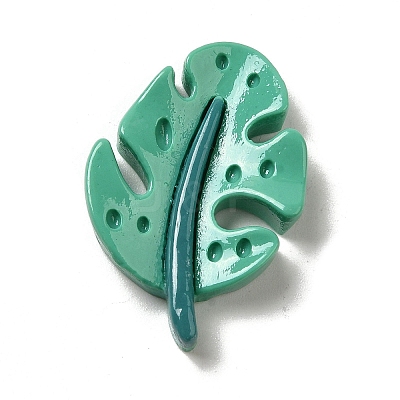 Cute Opaque Resin Leaf Cabochons RESI-L040-02D-1