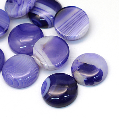Dyed Natural Striped Agate/Banded Agate Cabochons G-R348-20mm-01-1