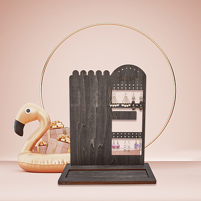 Wooden Jewelry Display Tower with Tray EDIS-WH0030-22-1