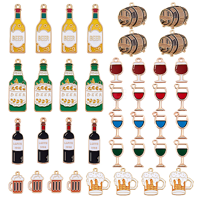40Pcs 10 Styles Alloy Enamel Pendants ENAM-PH0003-10-1