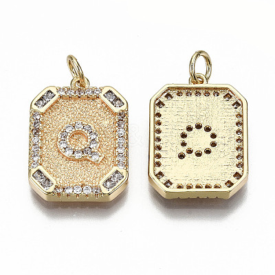 Brass Micro Pave Clear Cubic Zirconia Pendants KK-S356-234Q-G-NF-1