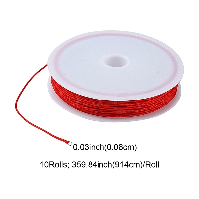 10 Rolls 10 Colors Nylon Braided Cord NWIR-YW0001-03M-1