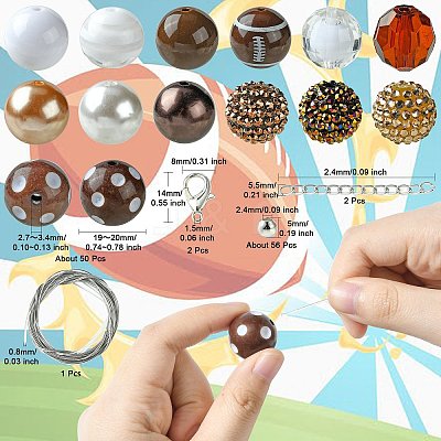 DIY Rugby Acrylic Beaded Keychain Pendant Decoration Making Kit MACR-CJC0004-18-1