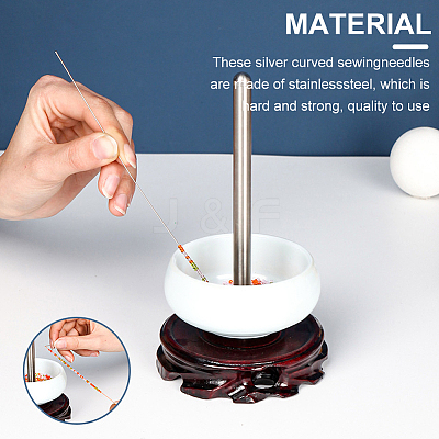 10Pcs 201 Stainless Steel Bented Beading Needles TOOL-BBC0001-07-1-1