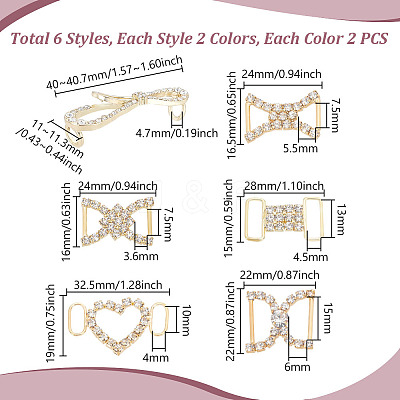 24Pcs 12 Styles Crystal Rhinestone Shoe Lace Decoration FIND-GA0005-07-1