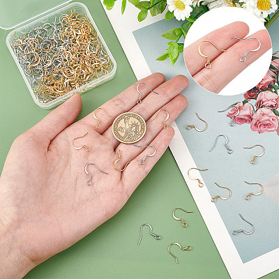 200Pcs 2 Colors Brass Earring Hooks KK-CN0001-77-1