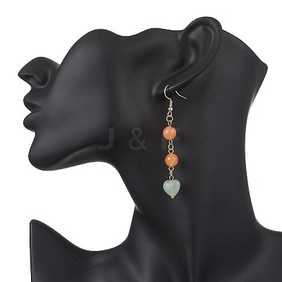 Natural Green Aventurine & Dyed Natural Malaysia Jade Dangle Earrings EJEW-JE06673-01-1